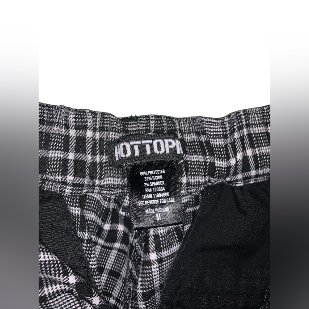 Hot Topic Grunge Black And White‎ Plaid Elastic Waistband Trousers Size Medium - Picture 5 of 7